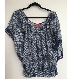 Sugar 17 floral blue size L polyester blouse